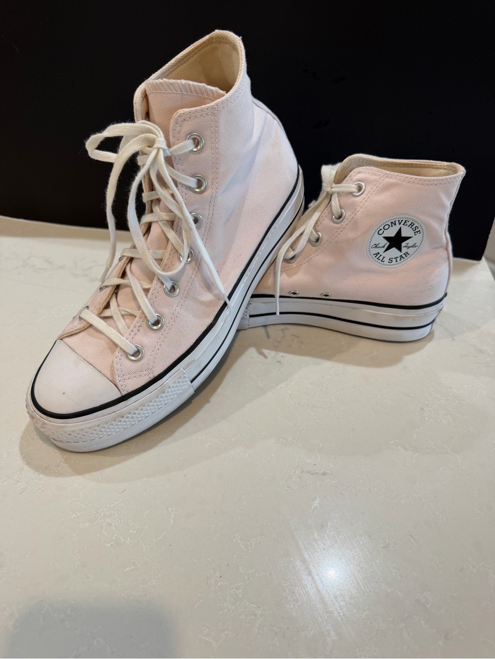 Converse Women's High Top Platform Sneakers in Pale Pink Canvas